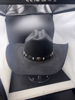 Larry Mahan Black Wool Felt Cowboy Hat 7 1/8 Made in USA Western Texas XXX